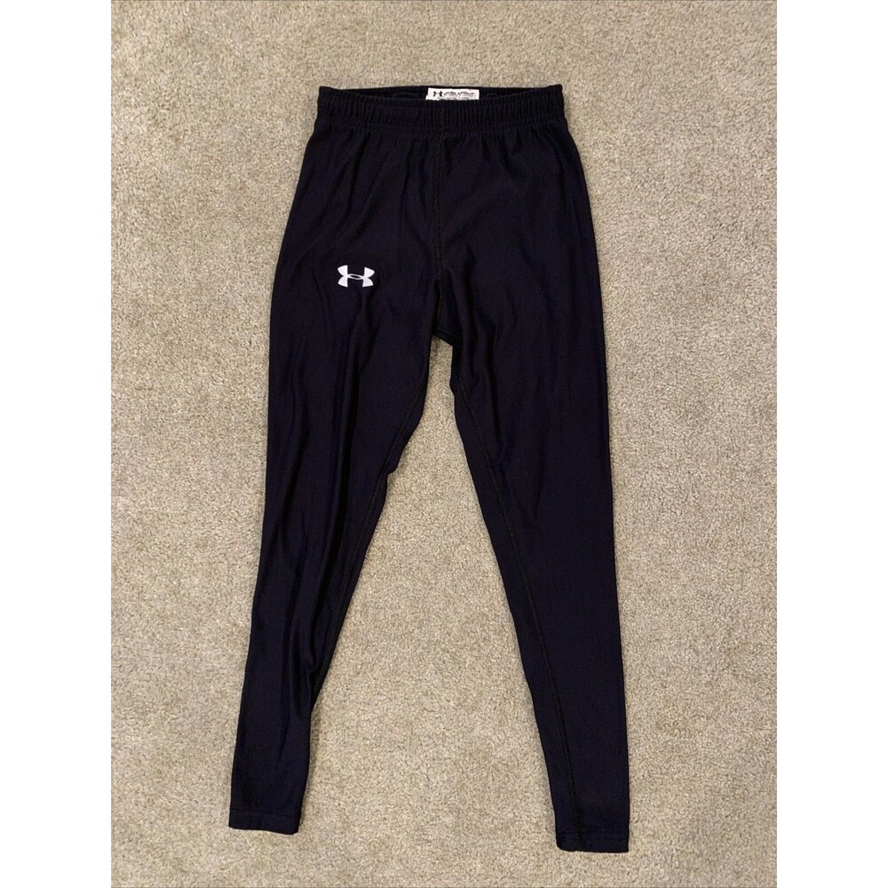 Women's Under Armour Leggings Fitted Drawstring Running Pants Size S Black